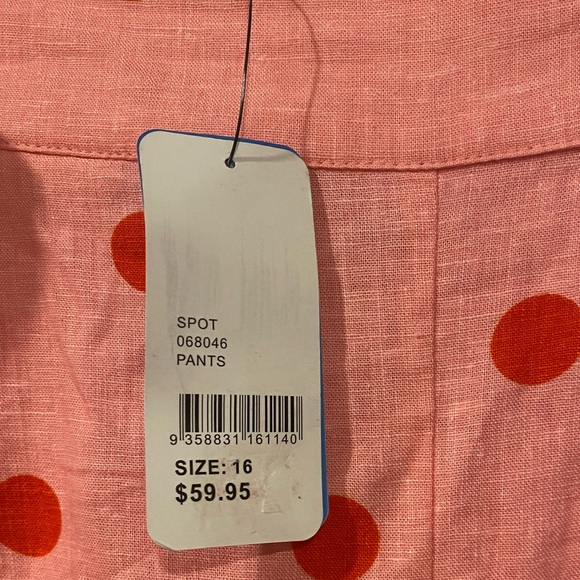 Sportsgril pink polkadot linen culottes size 16 - Picture 3 of 3